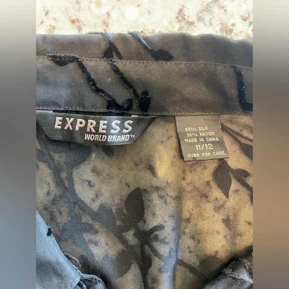 Women’s Y2K express Il velvet burnout button up blouse size M - Picture 4 of 7